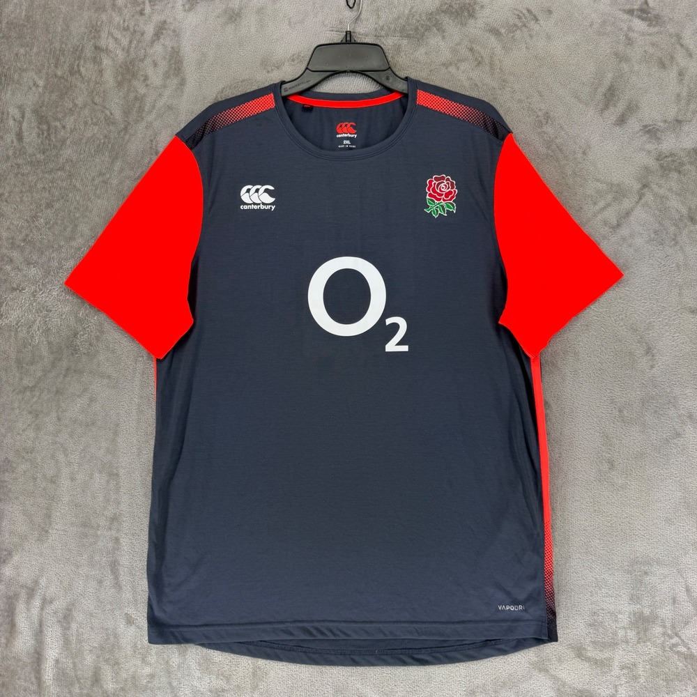 Canterbury England Rugby Shirt Mens 2XL Blue Red Vapodri Training Top O2 Rose